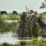 Ramsey Russell and Char Dawg in Argentina duck hunting blind